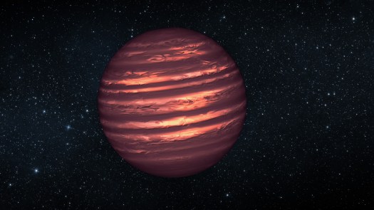 Brown dwarfs -- like the one illustrated here - are more massive and hotter than planets but lack the mass required to become sizzling stars. Their atmospheres can be similar to Jupiter's, with wind-driven, planet-size clouds. (NASA/JPL-Caltech) 