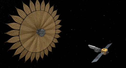 An artist's depiction of a sunflower-shaped starshade that could help space telescopes find and characterize alien planets. Credit: NASA/JPL/Caltec