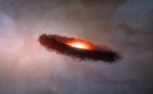 Cosmic dust surround a brown dwarf in the making. ALMA (ESO/NAOJ/NRAO)/M. Kornmesser 