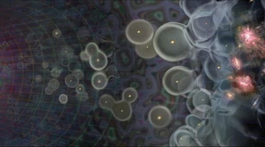 An artist rendering of the "bubbles" of ionized atoms theorized to have surrounded the earliest stars. As Parsons explained: "The first galaxies lit up and started ionizing bubbles of gas around them, and soon these bubbles started percolating and intersecting and making bigger and bigger bubbles. Eventually, they all intersected and you got this über bubble, leaving the universe as we observe it today." Illustration from Scientific AmericanAn artist rendering of the "bubbles" of ionized atoms that surrounded the earliest stars. As Parsons explained: "The first galaxies lit up and started ionizing bubbles of gas around them, and soon these bubbles started percolating and intersecting and making bigger and bigger bubbles. Eventually, they all intersected and you got this über bubble, leaving the universe as we observe it today." Illustration from Scientific American