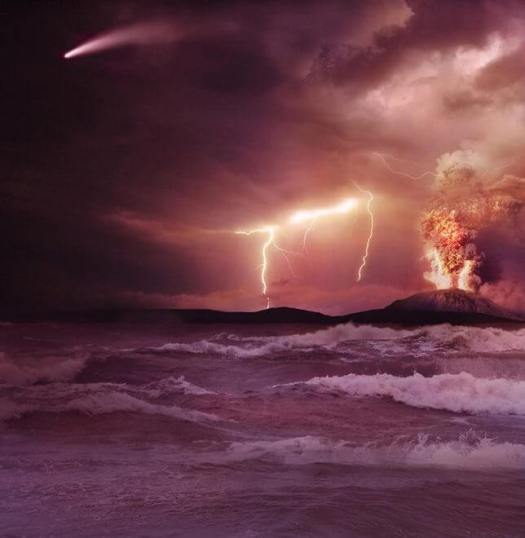 Artist conception of early Earth. (NASA/JPL-Caltech)