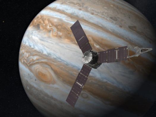 Artist rendering of Juno spacecraft in orbit around Jupiter. NASA