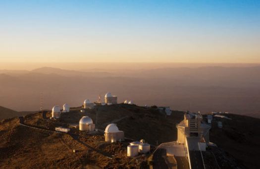 A ring of telescopes at ESO's La Silla observatory. La Silla, in the southern part of the Atacama desert, 600 km north of Santiago de Chile, was ESO's first observation site. The telescopes are 2400 metres above sea level, providing excellent observing conditions. ESO operates the 3.6-m telescope, the New Technology Telescope (NTT), and the 2.2-m Max-Planck-ESO telescope at La Silla. La Silla also hosts national telescopes, such as the 1.2-m Swiss Telescope and the 1.5-m Danish Telescope.